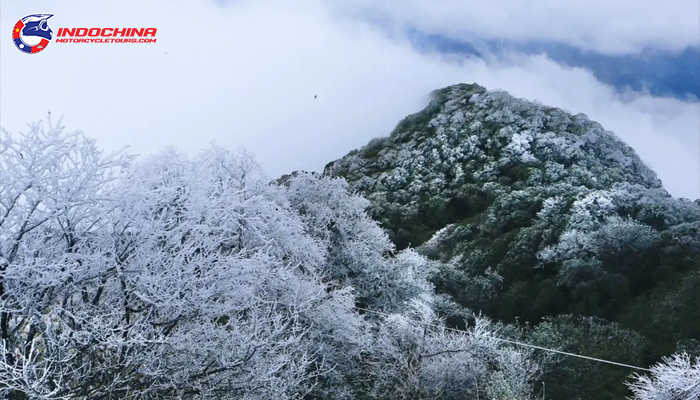 Phia Oac peak in winter is covered with white ice and snow