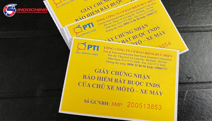 Vietnam yellow motorbike insurance certificate