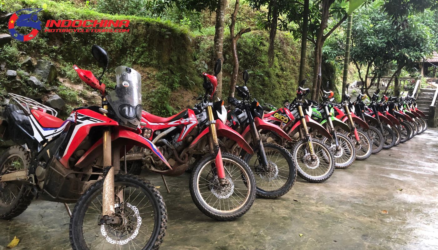 A selection of motorbikes ready for an off-road Laos motorcycle tours