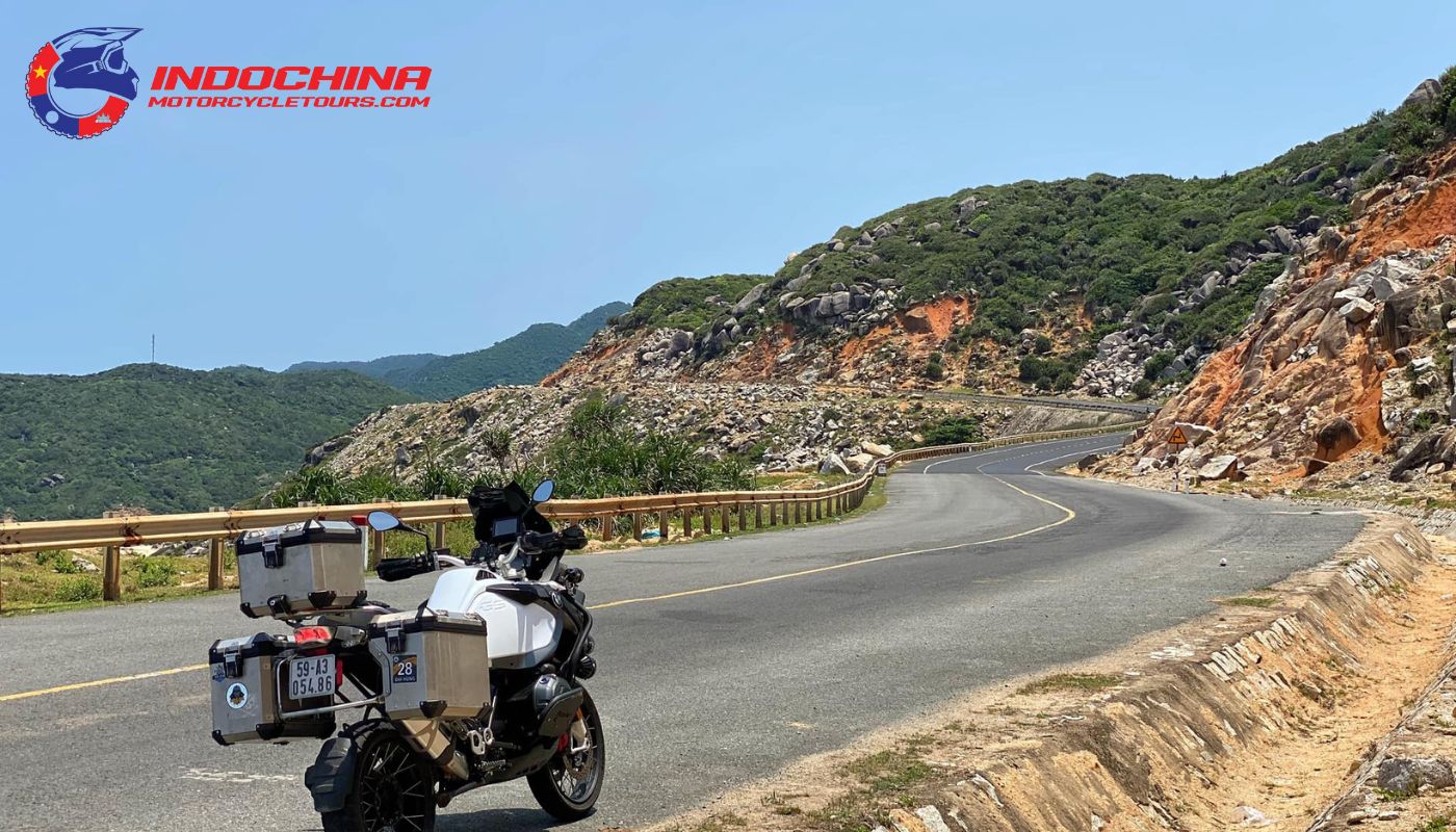 Motorbike riders traveling from Hanoi to Dong Van through scenic mountain roads