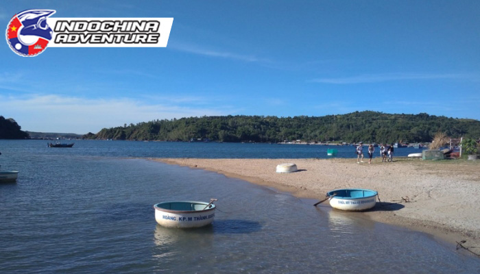 The beautiful golden sands and clear water of Kim Son Beach