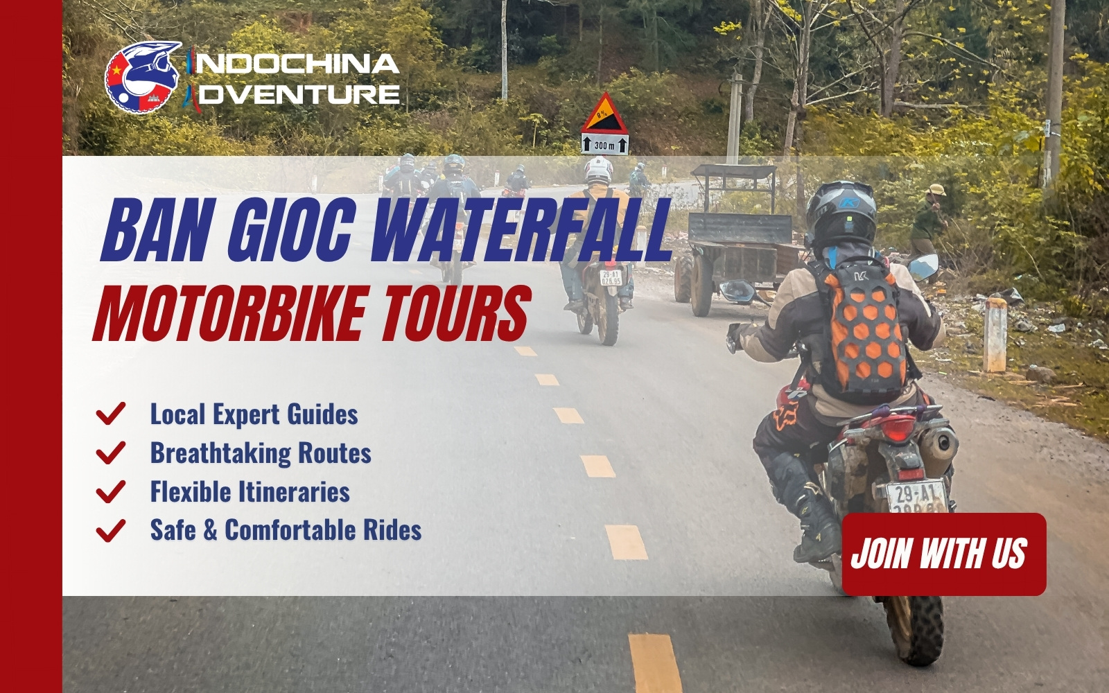 Adventure riders conquering Ban Gioc Waterfall with Indochina Adventure