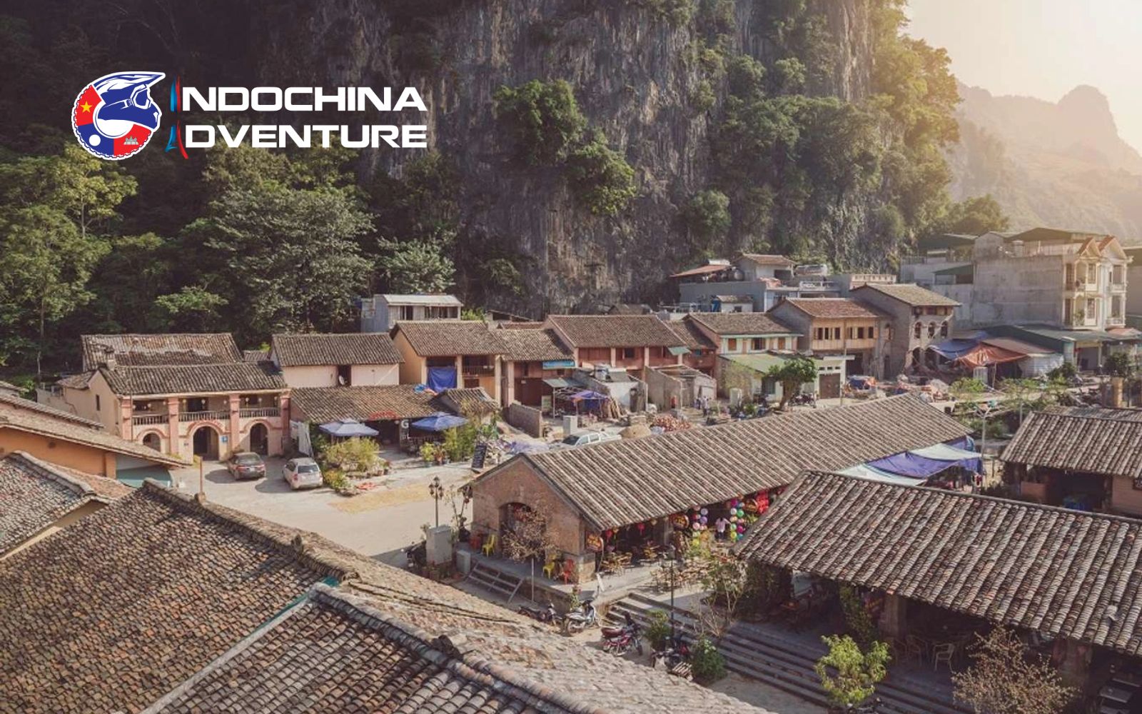 Charming streets of Dong Van Old Town with traditional Vietnamese architecture