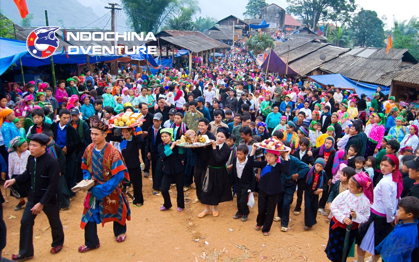 Motorbike visitors to the market are treated to breathtaking views during the lingering cold of the day