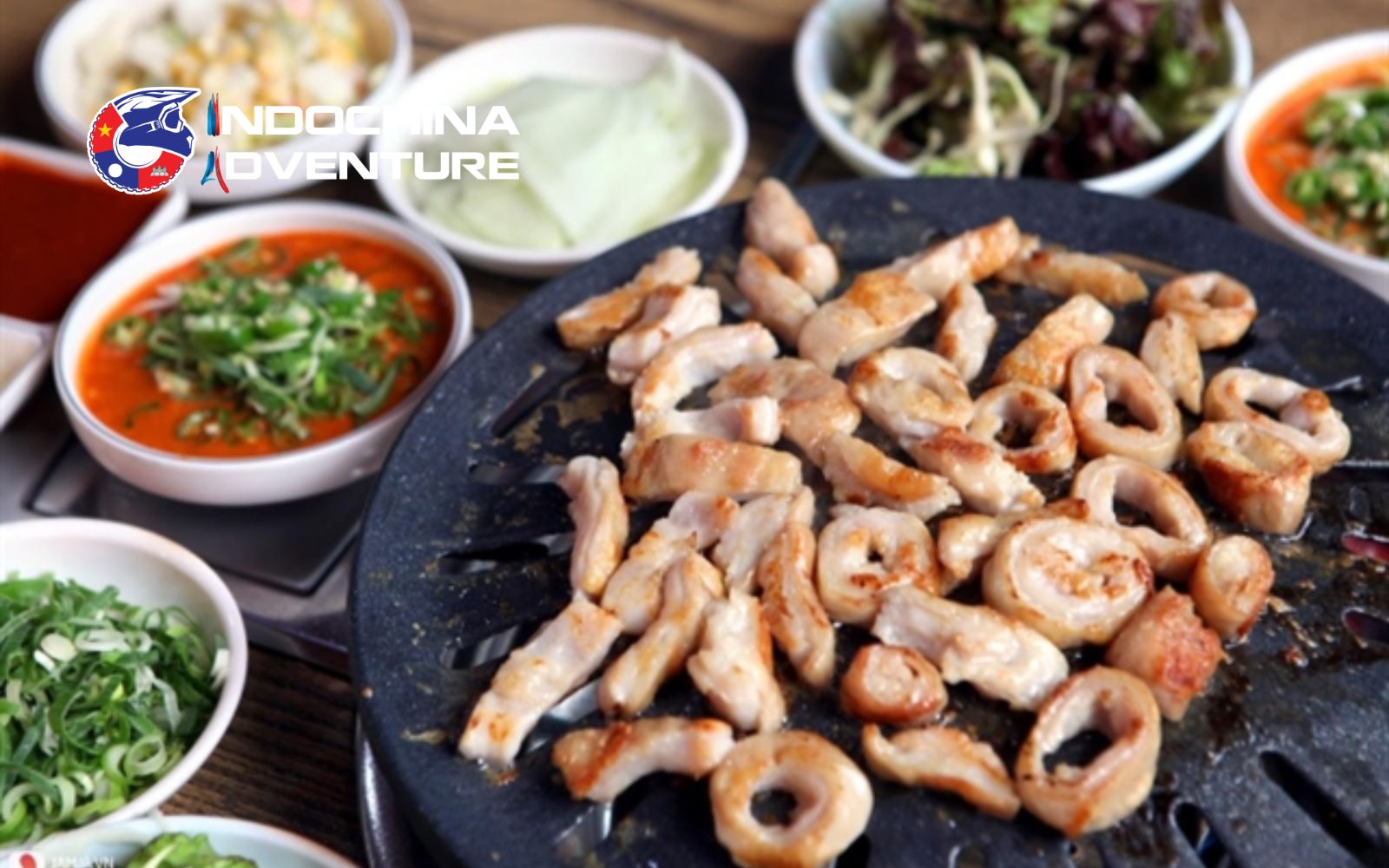 The grilled intestines dish is eye-catching