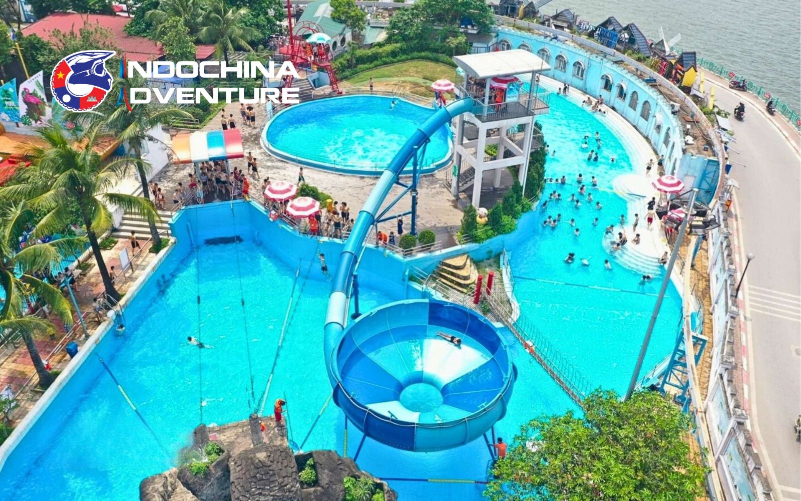 Families having fun at Hanoi Water Park during the summer