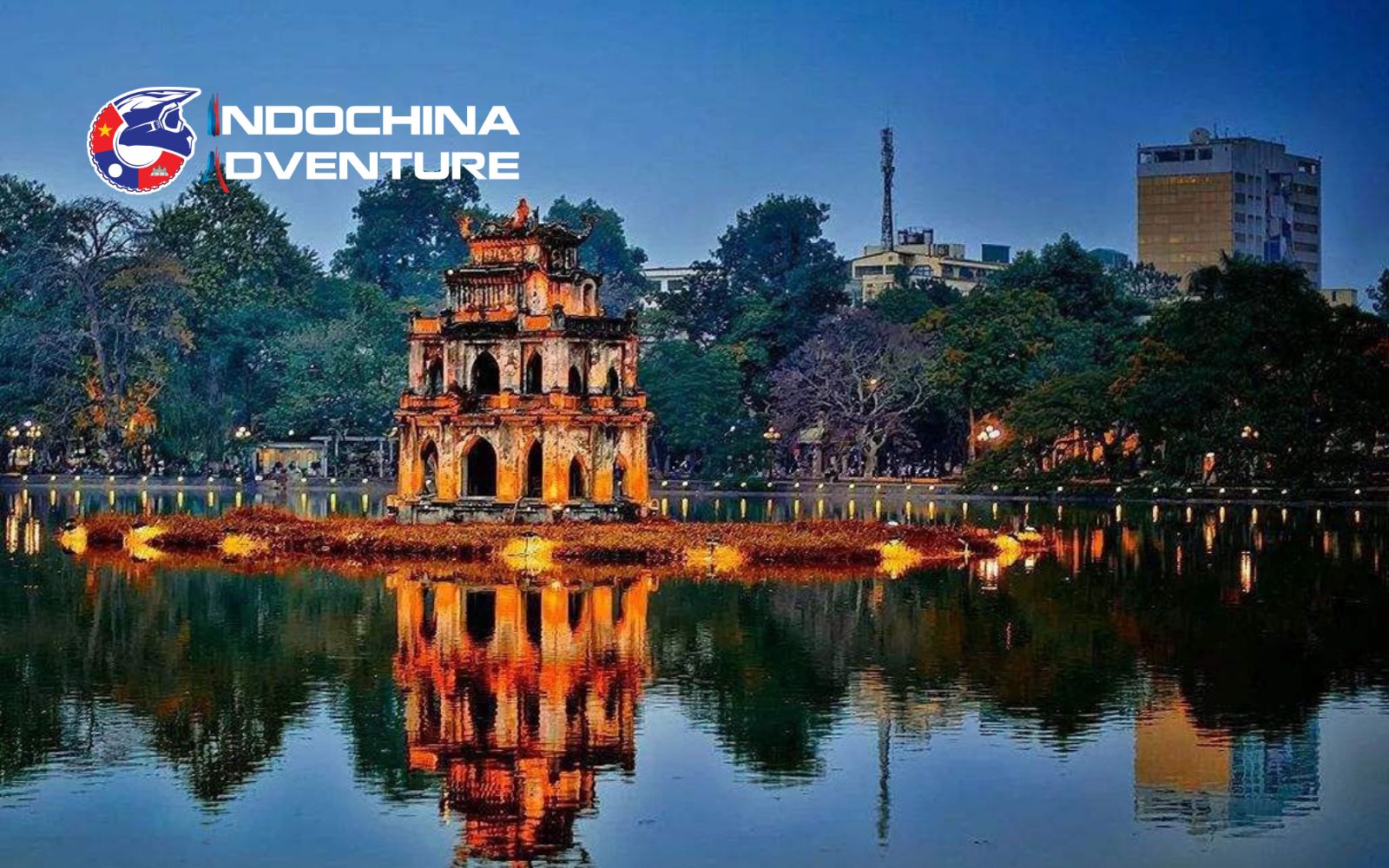 Picturesque images at night at Hoan Kiem Lake