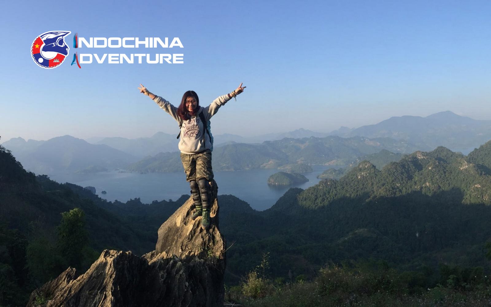 Hikers traversing a scenic trail amidst the picturesque landscapes of Moc Chau Plateau