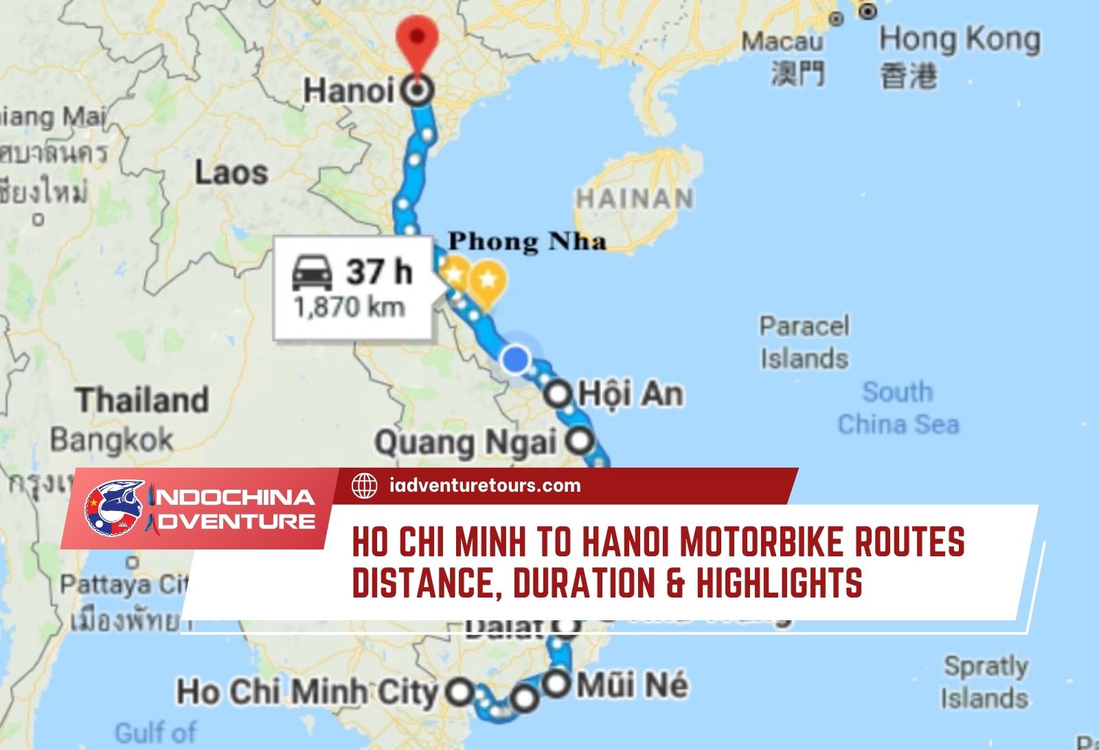 Ho Chi Minh to Hanoi Motorbike route