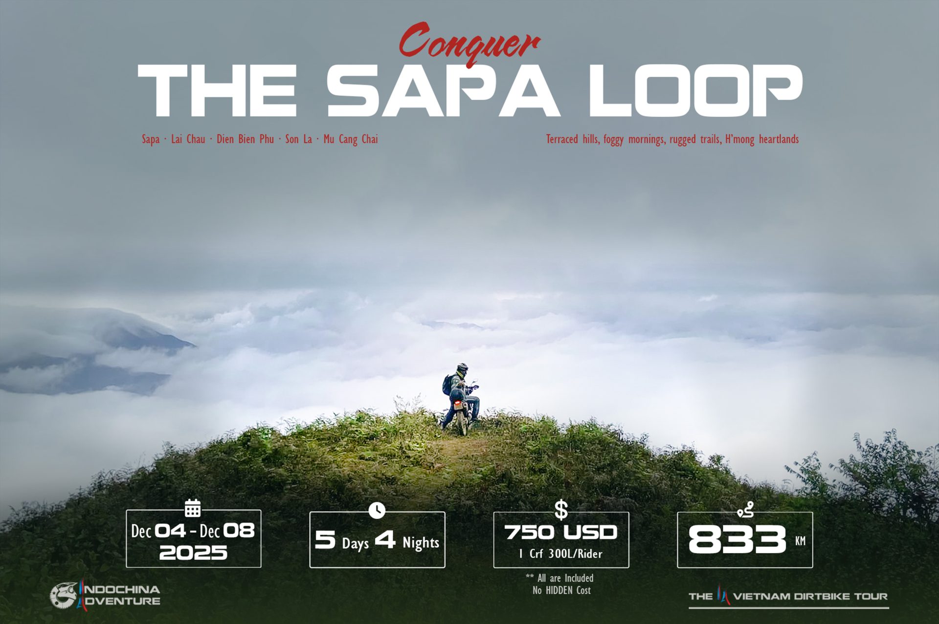 Motorcycle adventure through Sapa, rice terraces and ethnic villages in Northern Vietnam