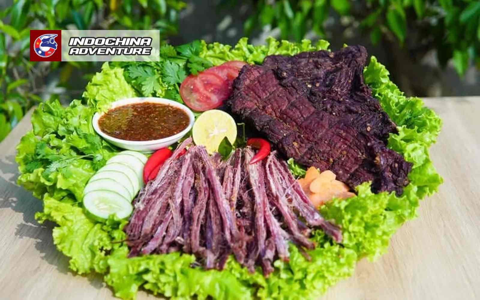 Enjoy the rich, smoky taste of buffalo meat when traveling to Sapa 
