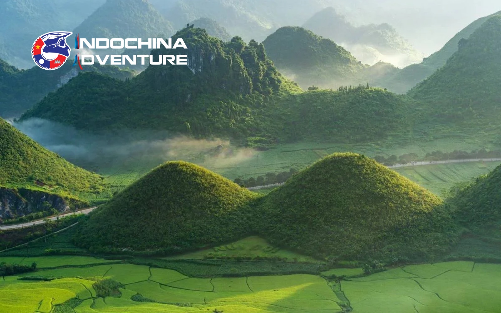 Panoramic mountain views from a Ha Giang motorcycle tour