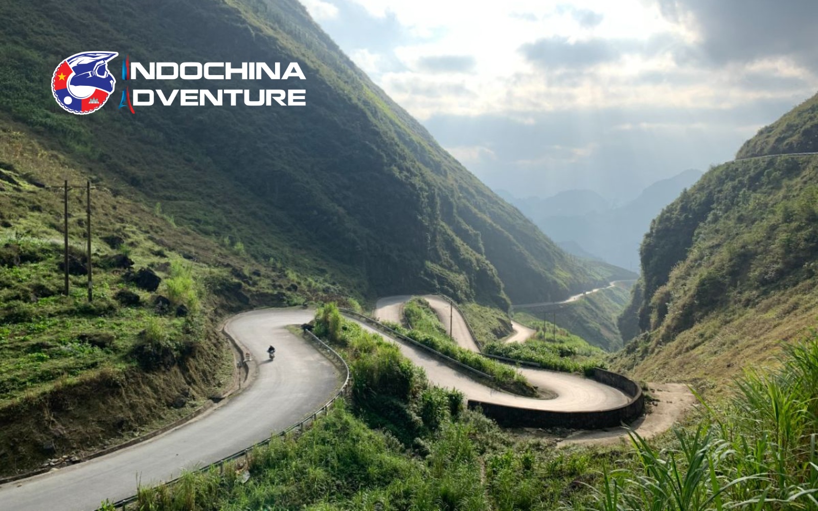 Curving mountain passes on a Ha Giang bike loop