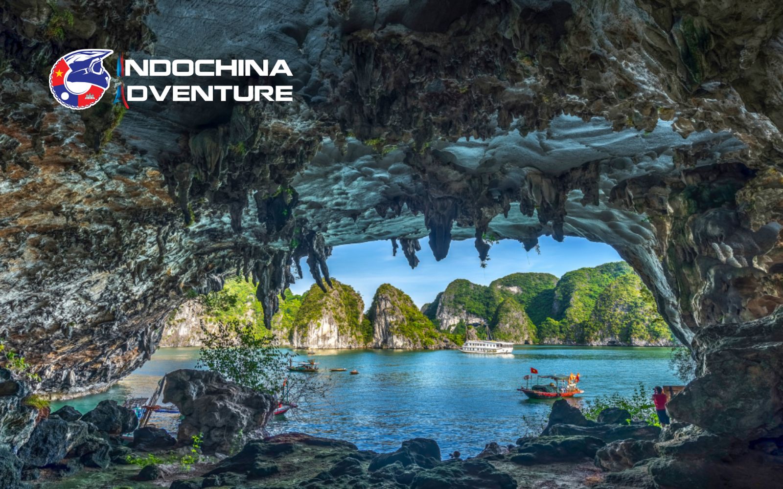 Traveler on Halong motorcycle tours passing through a quiet fishing village away from tourist routes