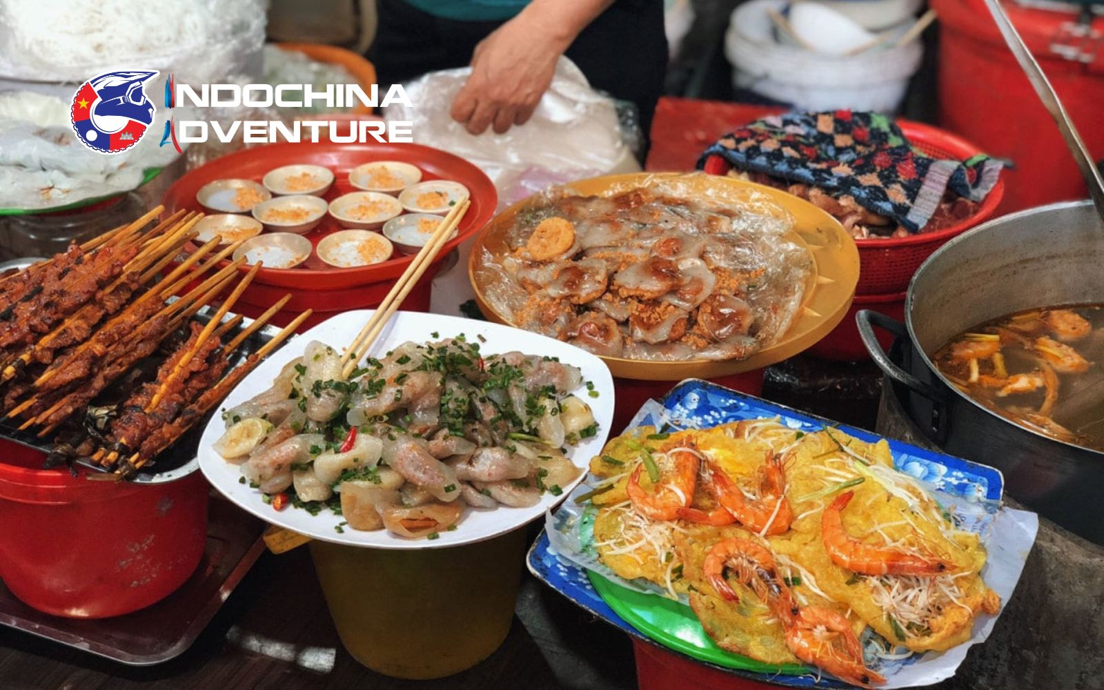 Ben Ngu night market Hue with traditional street food and local vendors