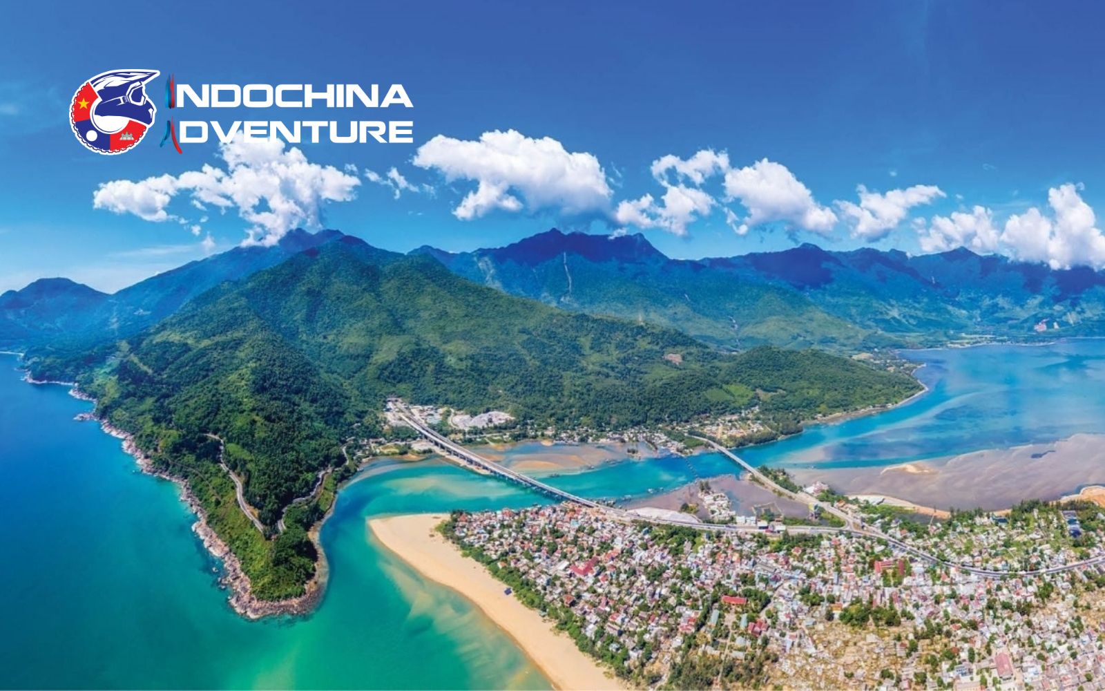 Lang Co Bay’s turquoise waters on a Hai Van Pass motorbike tour.