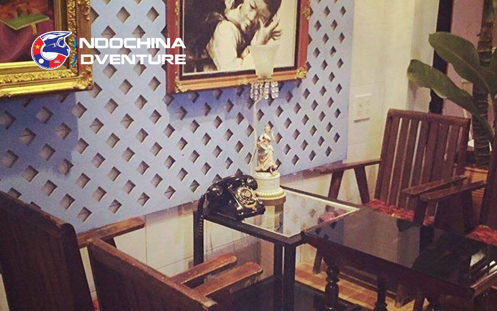 Peaceful café moments enhanced by the sound of Hue in the rain Rain-covered café window overlooking a quiet Hue rainy season street