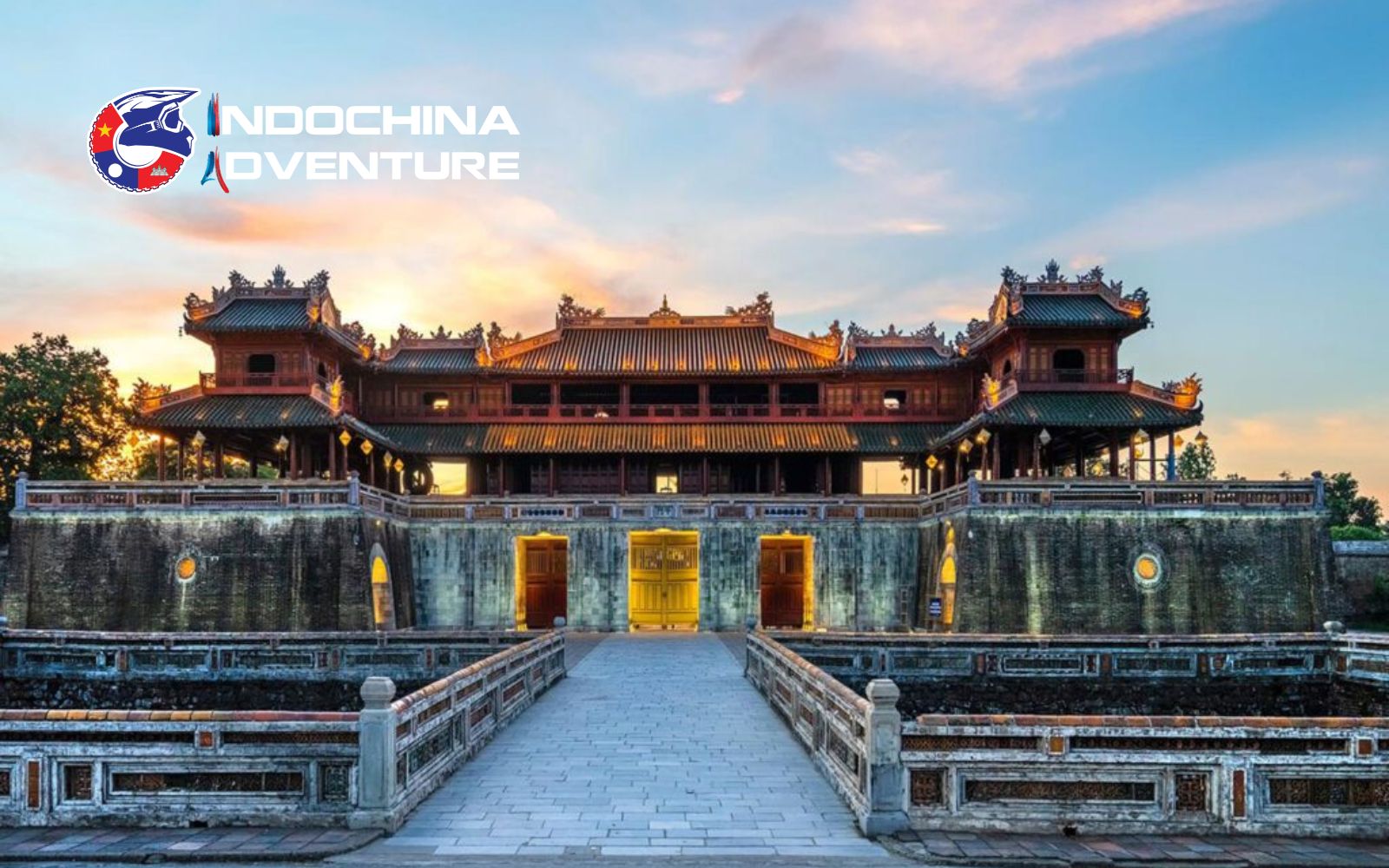 Lightly flooded but manageable road during monsoon weather.