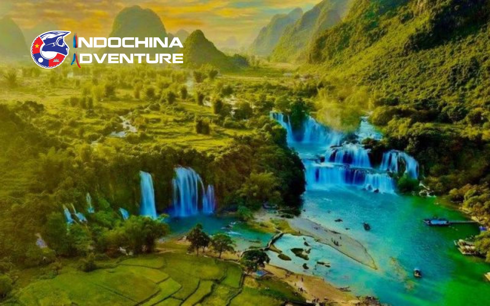 Scenic March view of Ban Gioc waterfall in March with mild weather Peaceful spring atmosphere showcases the calm beauty of Ban Gioc waterfall in March