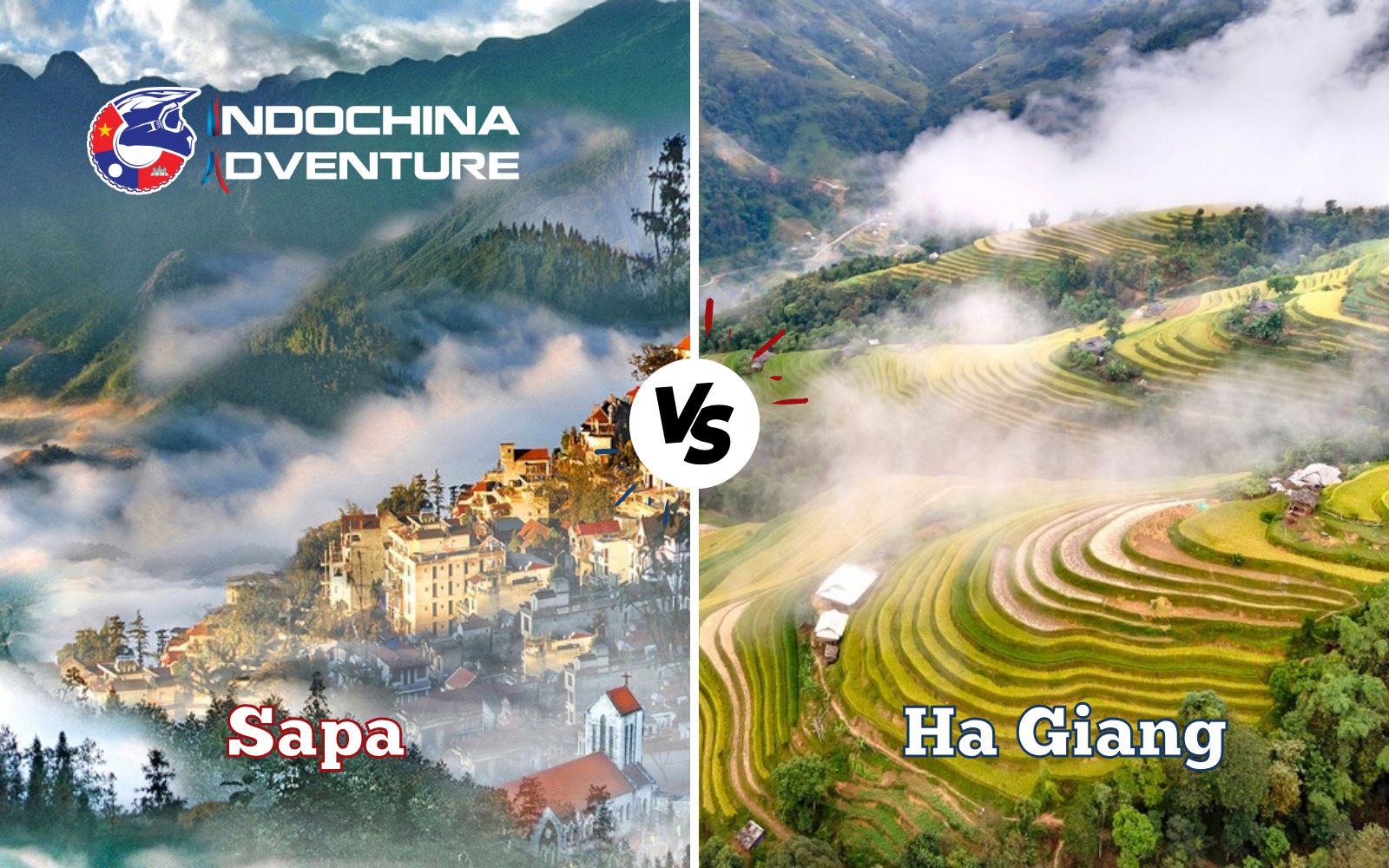Visual contrast highlights dramatic differences in Sapa vs Ha Giang scenery