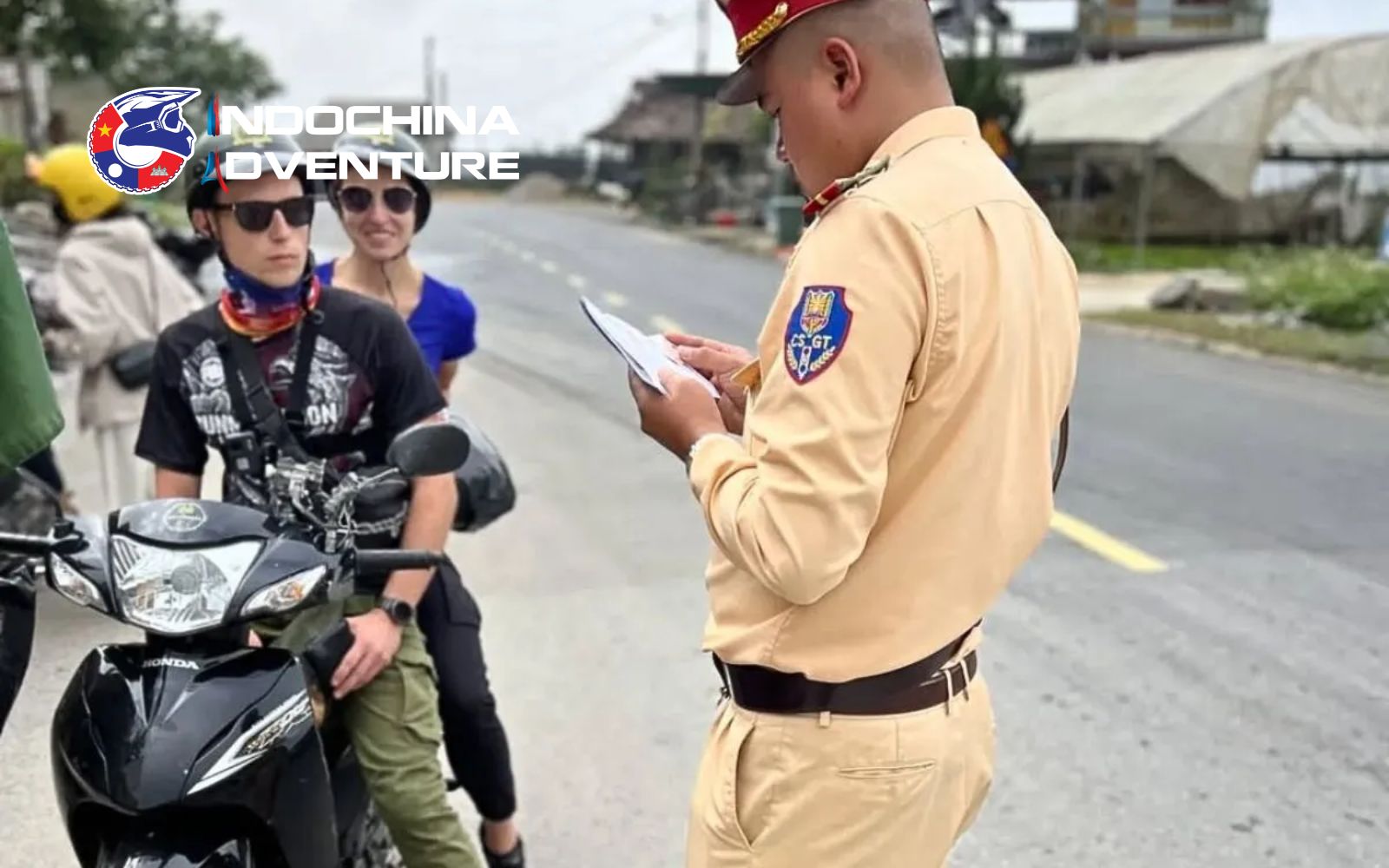 Police checkpoint near Ma Pi Leng Pass in Meo Vac