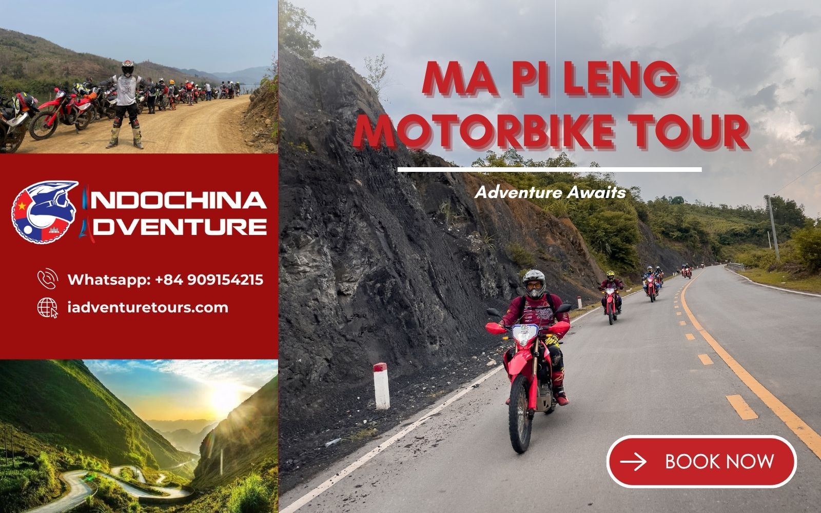 Avoid Ma Pi Leng Pass risk with Pass Motorbike Tour of Indochina Adventure Join Ma Pi Leng Pass Motorbike Tour with Indochina Adventure