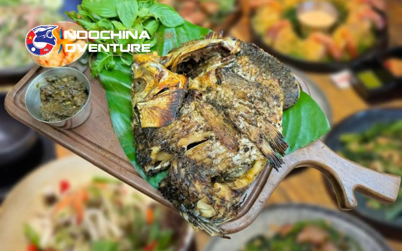 Fresh stream fish is grilled with local herbs to enhance its natural taste Pa Pinh Grilled Fish