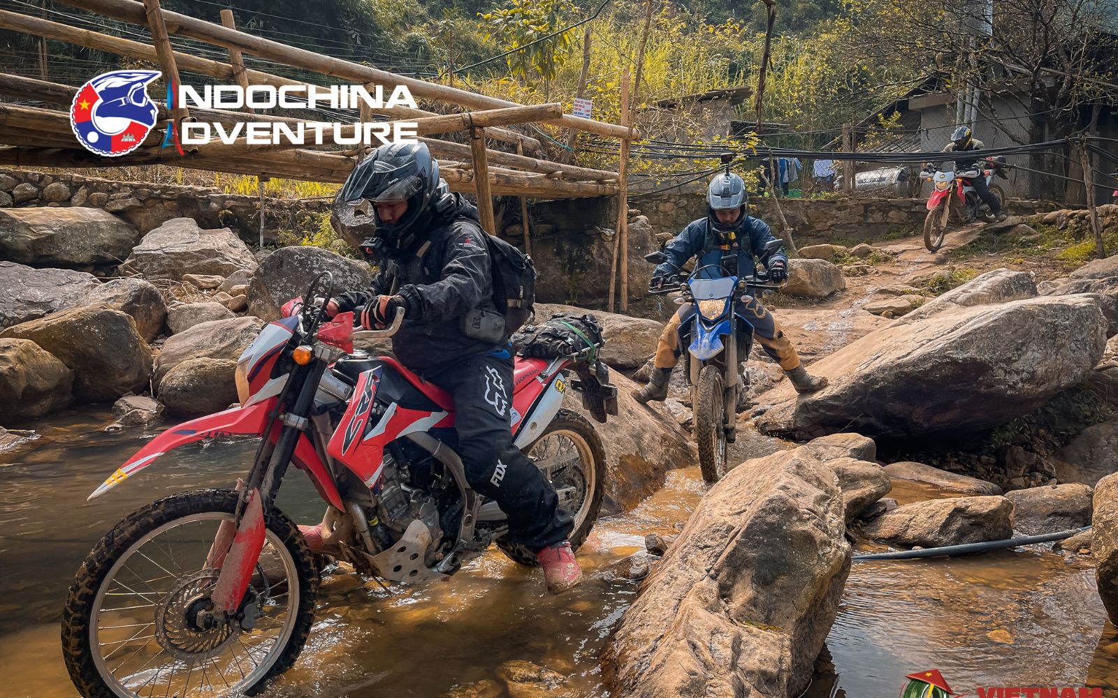 Riding high mountain passes in Sapa on a scenic motorcycle adventure tour in Northern Vietnam