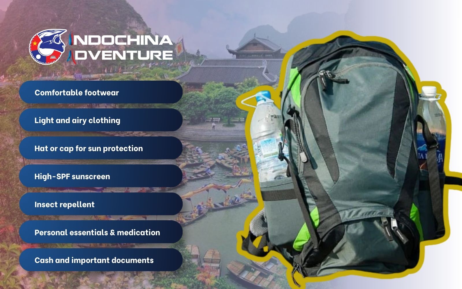 Pack light fabrics to stay comfortable despite the rising Ninh Binh temperature June