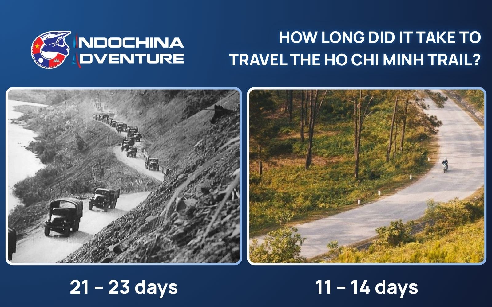 Travel duration once matched the extreme Ho Chi Minh Trail length challenges