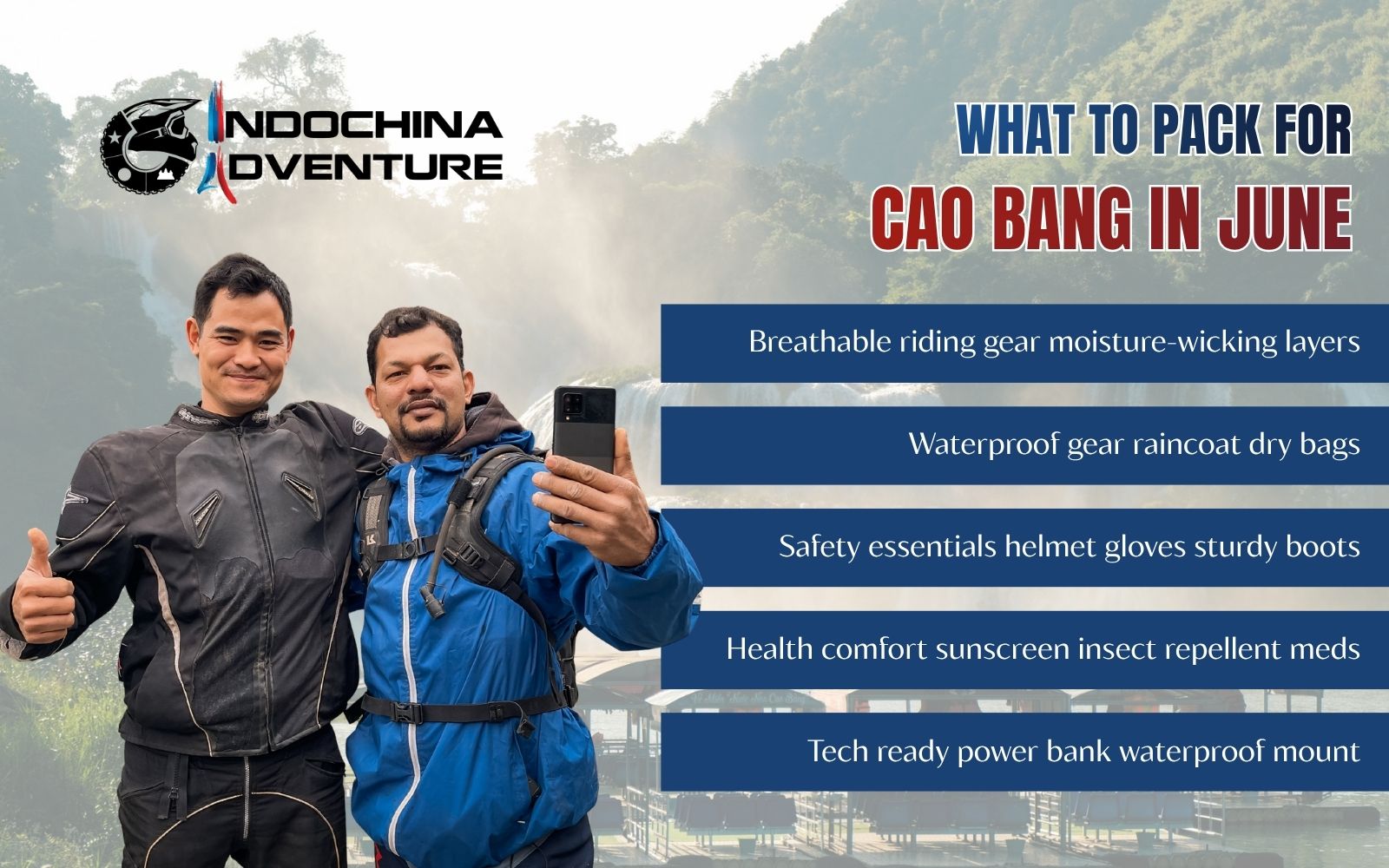 Waterproof gear is essential when facing the unpredictable Cao Bang weather in June